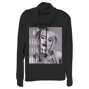 Juniors Womens Birds of Prey I'm Harley Freakin' Quinn Cowl Neck Sweatshirt