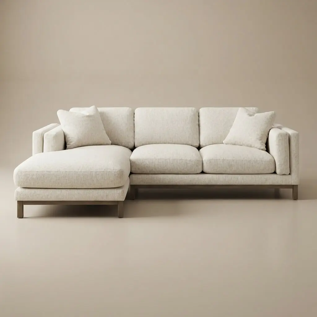 Geneva Sand Boucle Upholstered Sectional Chaise Sofa