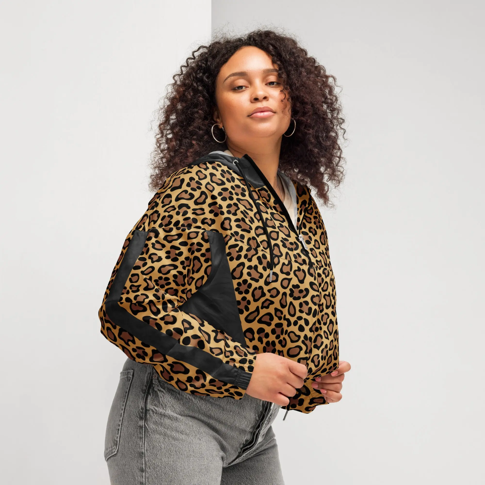Leopard Cropped Windbreaker - TikTok Shop