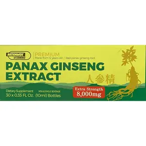 Premium Panax Ginseng Root Extract Extra Strength 0.33 FL Oz (Pack of 30)