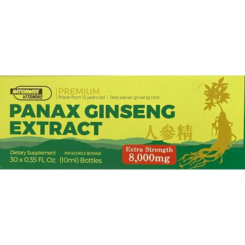 Premium Panax Ginseng Root Extract Extra Strength 0.33 FL Oz (Pack of 30)