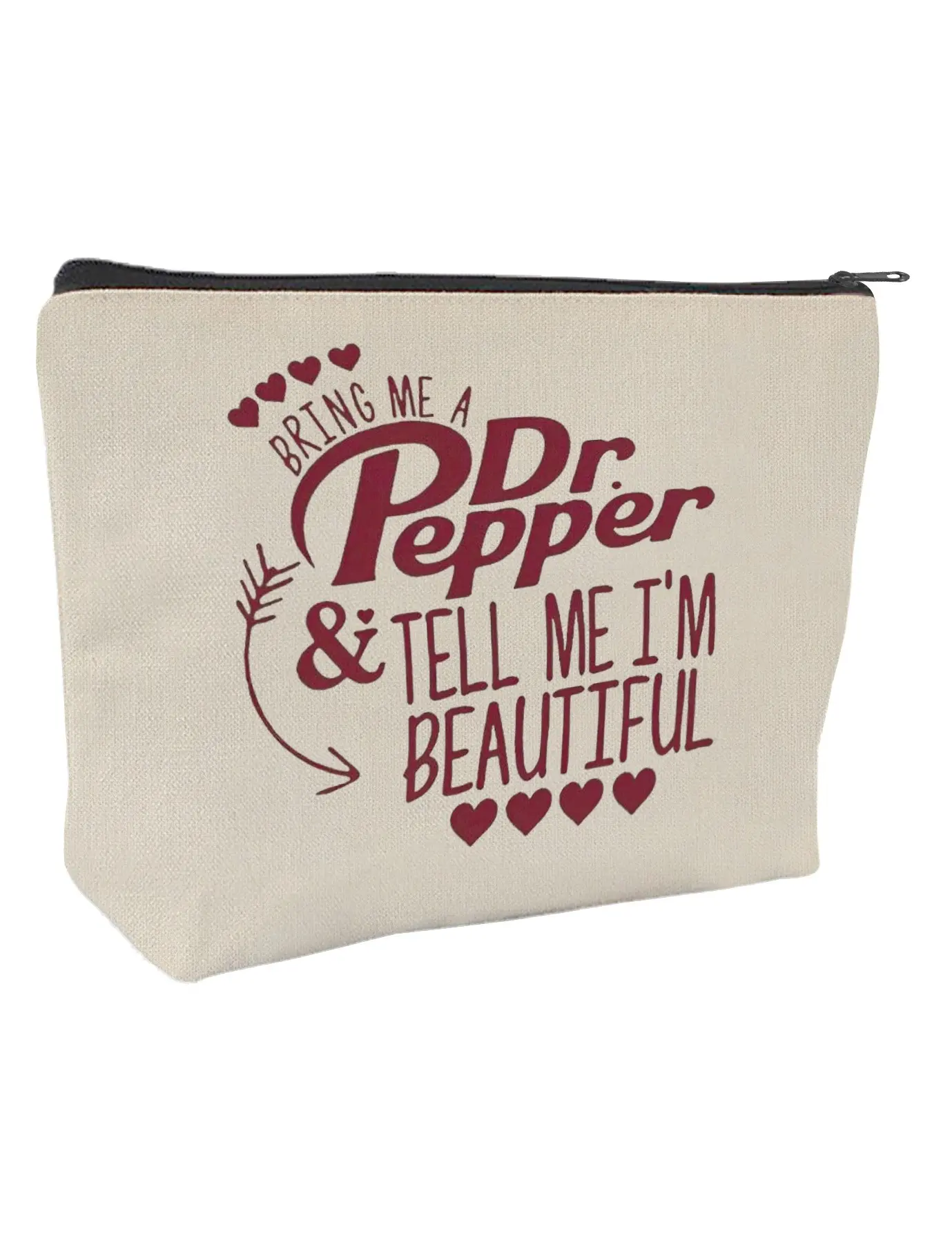 Funny Saying Canvas Pouch Large Makeup Bag Makeup Organizer Pouches Travel Toiletry Organizer for Dr. Pepper Lovers Cosmetic Bag Valentines Day Gifts for Her Birthday Gifts for Best Friend Sister Gag Gifts Cosmetic Travel Bags Beauty Storage Pouch