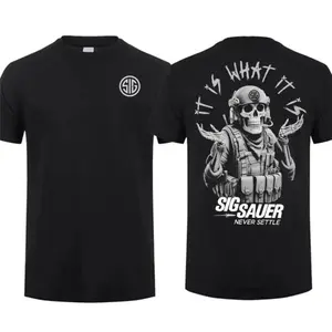 💥 It Is What It Is Sig Sauer Never Settle T-Shirt – Military Style, Unisex Short Sleeve Casual Tee, 100% Cotton, Tactical Gear & Streetwear Apparel for Men🎯