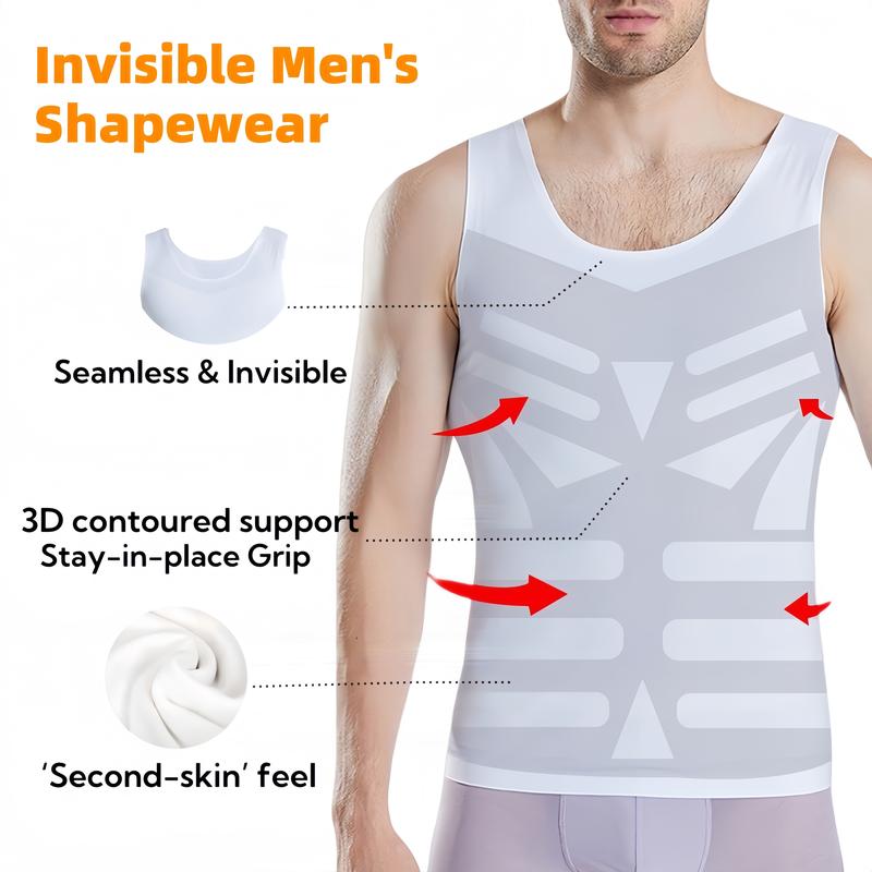 【TechXPhy】【APEX】 Men's Advanced Compression Tank – Ultimate Chest Flattening + Core Sculpting | Seamless Ice-Silk | Gyno / Moobs Support | Upper Body Shaper—advanced compression tank/gyno support shirt/moobs flattening top/high compression shapewear men