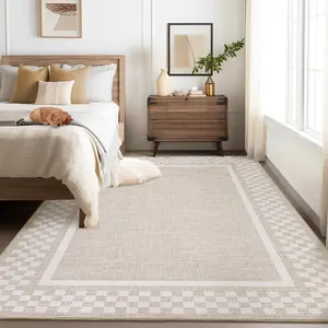 Modern Foldable Bordered Accent Rug Geometric Washable Rug with Non-Slip Backing for Bedroom Living Room Office and Playroom