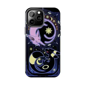 Espeon & Umbreon Celestial Case for iPhone 17-7 Pro Max Plus & Samsung Galaxy S25-S21 Ultra Plus - Sun & Moon Gothic Aesthetic Phone Cover unisex