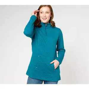 Sport Savvy Knit Jacquard Long Sleeve Quarter Zip Tunic