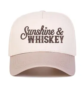 Sunshine & Whiskey Embroidery Two Tone Trucker Hat, Sunshine and Whiskey couple Hat, Summer Vibes trend Embroiderey Cap, Besties Gift, Love Island Hat