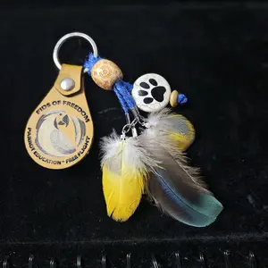 Macaw me beautiful feather keychain