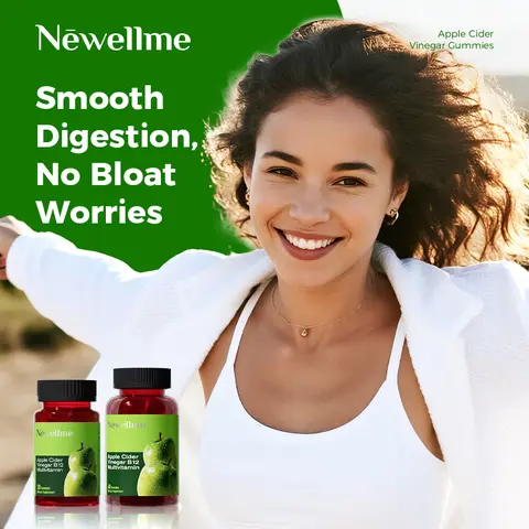 NEWELLME ACV Dietary Gummy Supplements, Superfood Supplement - Supports Normal Energy Levels, Digestion, Detox, Cleansing, Vit B12 - Includes Gut Health Tips (Gut Friendly Solutions)
