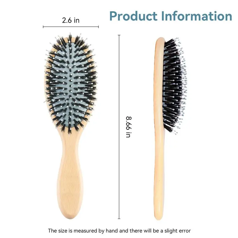 Sturdy Travel Size Wooden Hair Brush - Soft Boar Bristles, Compact Lightweight, Scalp Massage Tool, Gentle Care, Multi-Functional Styling Assistant for Daily Use, Gift for Male & All Hair Types, Daily Care
