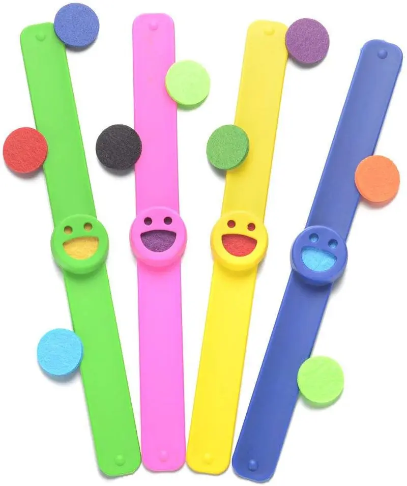 Kids Essential Oil Diffuser Bracelets Kit – 4 Pack Aromatherapy Silicone Wristbands with 20 Refill Pads – Adjustable, Washable, Cartoon Design for Kids, Teens & Adults