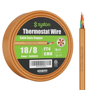 Syston 18 AWG 8-Conductor CL3R Thermostat Doorbell HVAC Cable 18/8 Solid Copper, CMR Riser-Rated, UV Resistant, Low Voltage for Thermostats, Doorbells, Burglar Alarms, Indoor/Outdoor RoHS, Heavy Wire Home Lighting