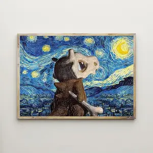 Cubone Under Starry Sky Pokémon Poster – Home Decor, Wall Art