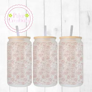 Booktok Glass Tumbler | Romance Reader Cup | Iced Coffee Glass Can | Book Lover Gift | Cute Bookish Cup Drinkware