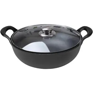 Pre-Seasoned Cast Iron Wok with Handles, Outdoor Sports Travel Camping Daily Use Accessory