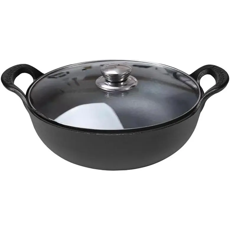 Pre-Seasoned Cast Iron Wok with Handles, Outdoor Sports Travel Camping Daily Use Accessory