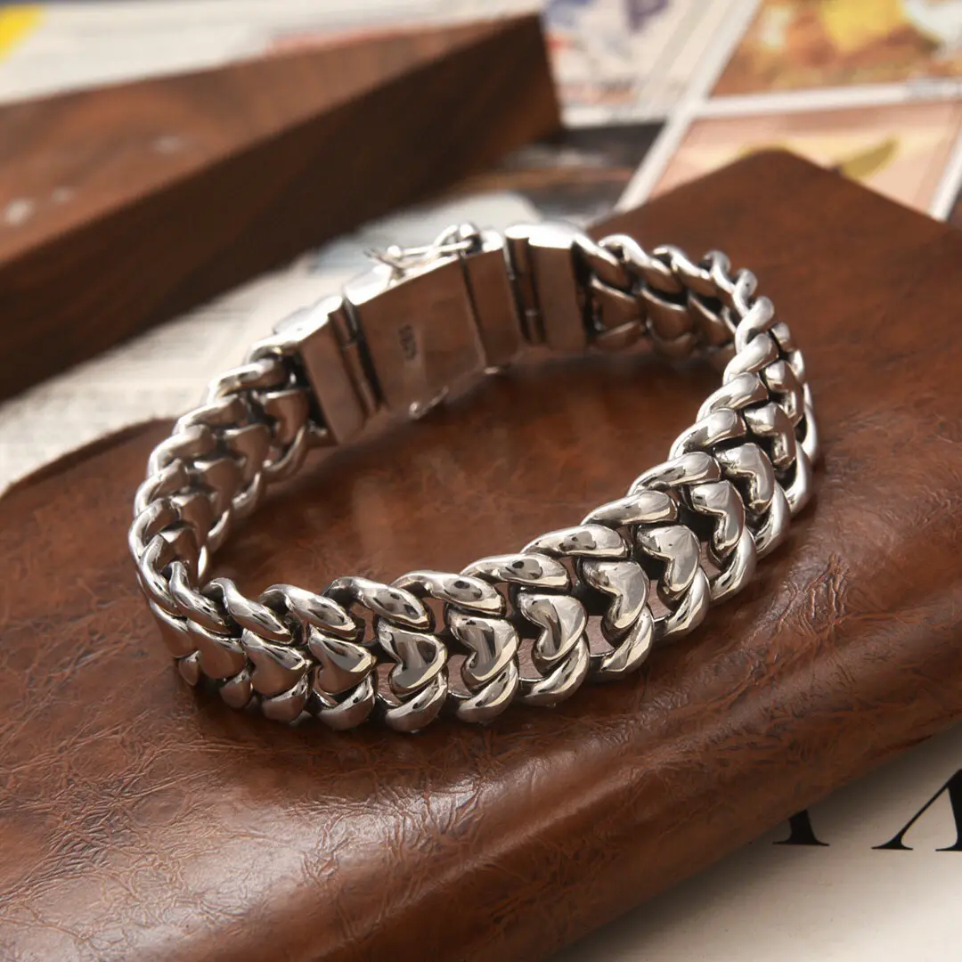 16mm Handmade 925 Sterling Silver Cuban Chain Bracelet - Retro Luxury Timeless Jewelry For Any Occasion