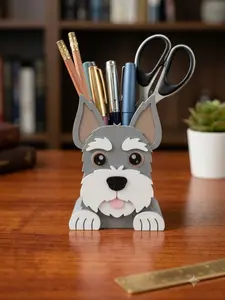 Cute Schnauzer Desk Organizer & Pen Holder (3.4"x4.8") | Adorable 3D Dog Stationery Cup for Scissors, Pencils, & Makeup Brushes | Perfect Office Decor, Teacher & Dog Lover Gift