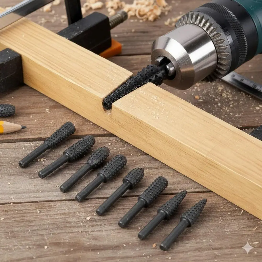 High-Speed 5pc/10pc Rotary Burr Set for Engraver & Die Grinder, Carbide Rotary Bits for Metal Wood Stone Carving, Polishing, Deburring, DIY & Professional Use, 1/4" Shank, Multi-Purpose Grinding Head Kit Tool
