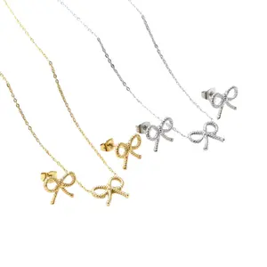 Elegant Bow Necklace & Earrings - Elegant Design with Bow Detail, Ideal for Any Occasion