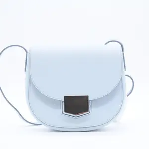 Pre-owned Celine leather Crossbody Bags Trotteur pool light blue flap front rounded base shoulder bag