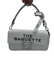 Pre-owned FENDI Leather Shoulder Bags Maxi Baguette By Marc Jacobs White Canvas Shoulder Bag