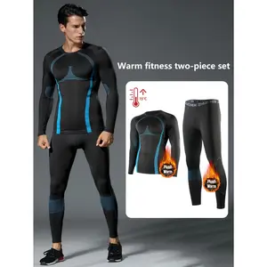 Autumn And Winter Fleece-Lined Ski Suit, Two-Piece Sports Outfit for Men, Suitable for Running And Gym Wear, Warm And Snug for Morning And Night Runs, As Well As Ski Training During The Colder Months. long sleeve base layer Double-Sided Men's Thermal Turt
