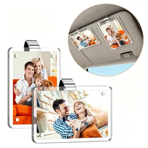 【Buy 1 Get 1 Free】Personalized Acrylic Car Sun Visor Photo Frame Clip, 3" Photo Holder with Strong Magnet & Clip, Multi-Scene Practical Decor for Car, Home & Office, Premium Memory Display Accessory,Wallet-Style Picture Holder