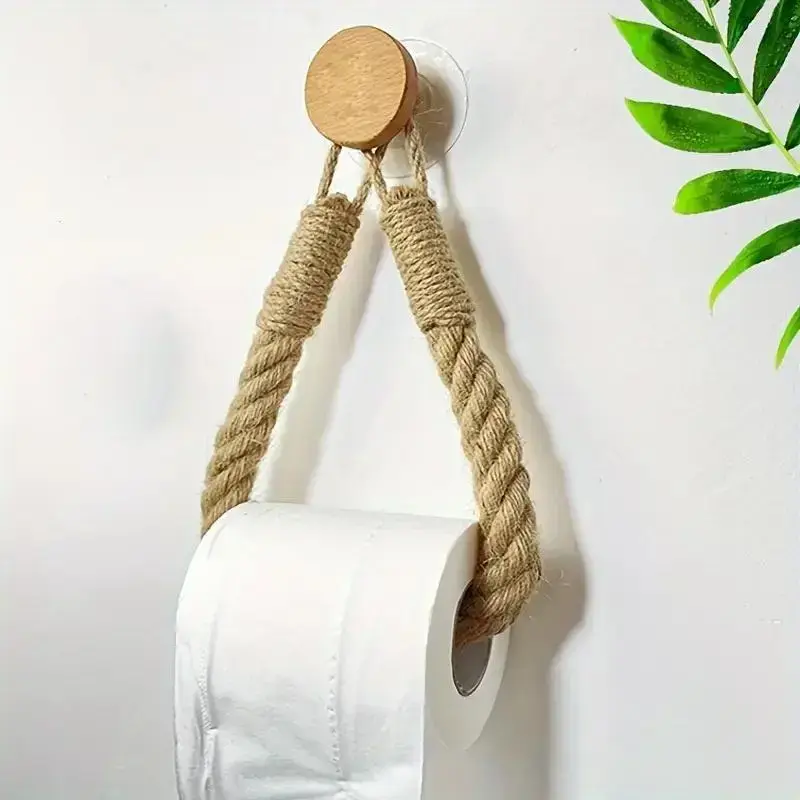 Wall Mounted Tissue Holder, 1 Count Creative Rope Tissue Holder, Bathroom Storage Rack, Bathroom Accessories, Bathroom Organizing Accessories, Home Organizer for Bathroom, Toilet Paper Holder