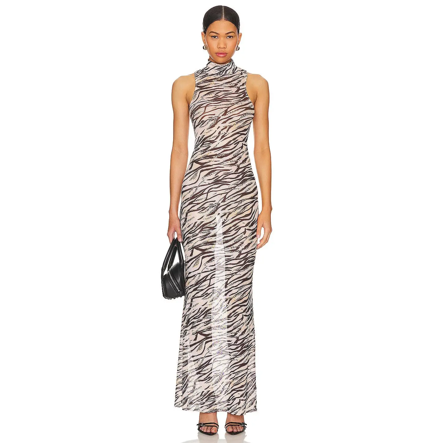 superdown Angelika Sheer Dress in Beige Multi