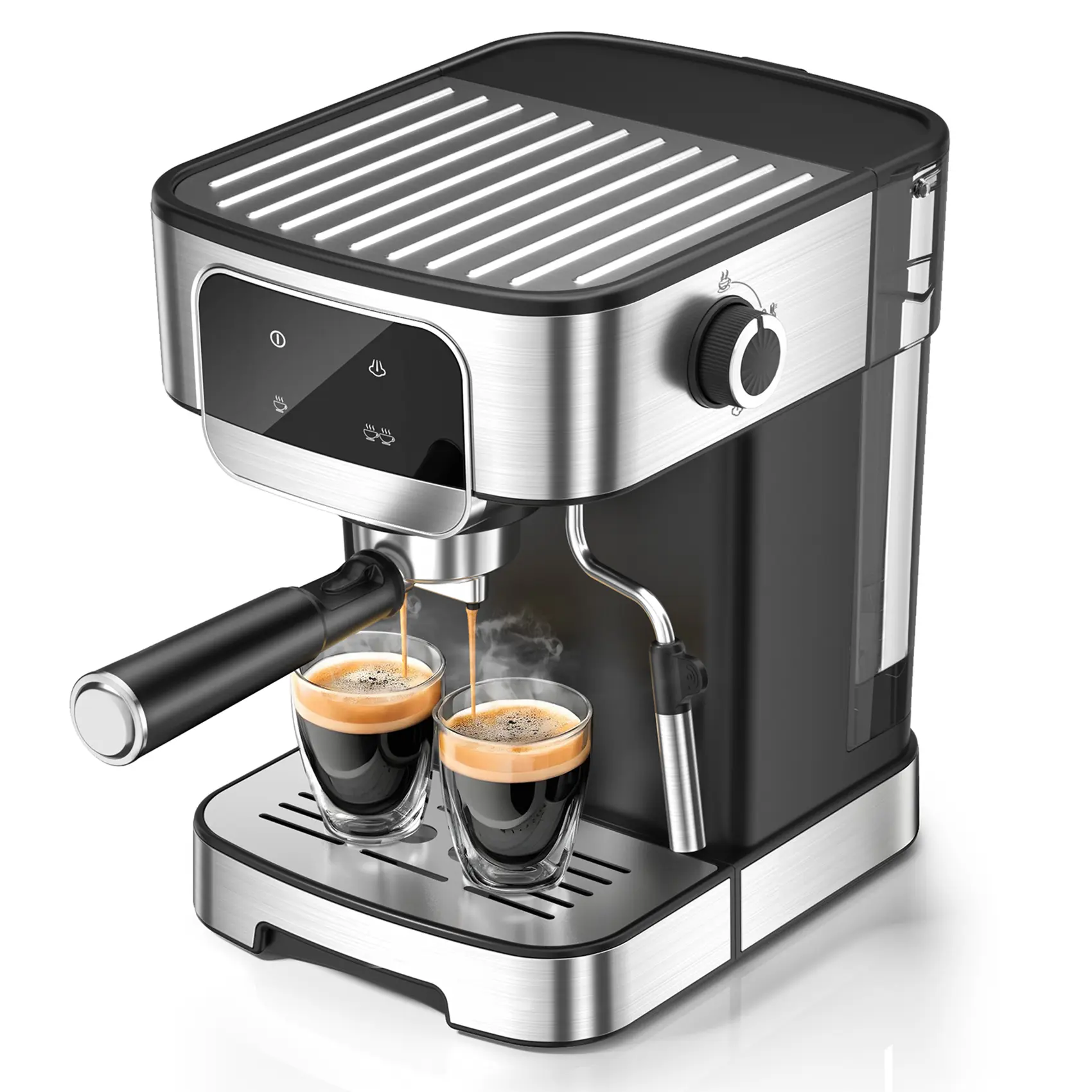 Espresso Machine 20 Bar, Professional Espresso Maker With Auto Milk Frother, Home Compact Espresso Coffee Machine With Led Touch Screen, 61OZ Removable Water Tank For Latte, Cappuccino