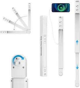 Electrical Outlet Extender Stick - With USB-A,USB-C and 2 AC Outlets, Power Socket Expander Extends 22"-34",180° Access Hard-to-Reach Outlets, outlet plugs extender Nightstands,Sofa,Bed,Desks and More