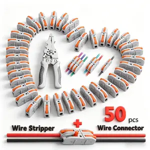 Quick Wire Connection Assortment Kit with Wire Stripper & （50-100）pcs Lever Connectors for 28-12 AWG Wires Safe Reliable for Home Office Factory