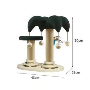 A must-have for amusing cats.Cat Scratching Post for Indoor Cats Self Amusing Solid Wood Turntable with Feather Wand Durable Sisal Covered Scratch Board Interactive Play Toy