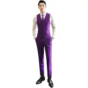 UNINUKOO Mens Suits 2 Piece Formal Suit Vest Pants with Tie Slim Fit Suits for Men Wedding Prom Tuxedo Dress Suit Set