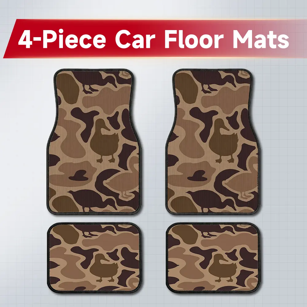 4PCS Duck Camo Print Car Mat Set - Wear-Resistant, Easy-Clean Automotive Floor Mats - Fit Sedan, SUV/Truck/Van - Ideal for Hunters, Outdoor-Themed Car Accessories