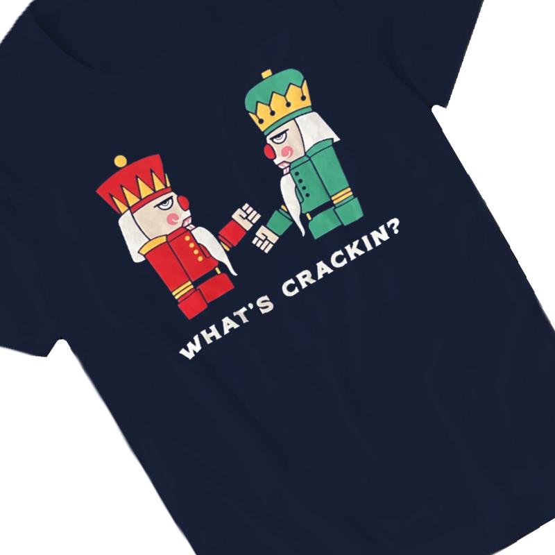 Navy Whats Crackin Christmas Nutcracker T-Shirt Sweatshirt Cotton Collar Fabric Unisex Man Woman Casual Menswear Top