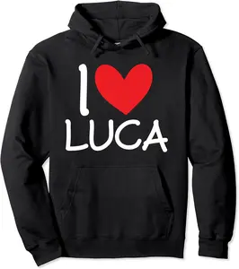 I Love Luca Name Personalized Men Guy BFF Friend Heart Pullover Hoodie - 26B09YTJQHSX