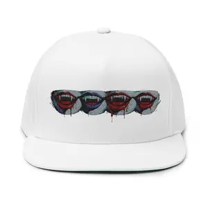 Embroidered Dripping Lips Flat Bill Snapback Cap - Men's Vintage Bold Graphic Streetwear Accessory, Snapback Hats, Flat Bill Hats
