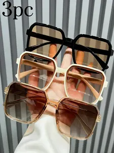 Unisex Fashion Oval Frame Sunglasses Set, Casual Uv400 Protection, Plastic Material, All Seasons Wear, Versatile Daily Use