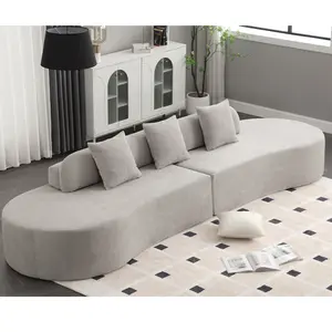 130.5” Modular Sectional Sofa Couch Modern Cloud Curved Couch Boneless Compression Sofa with 3 Pillows for Living Room Apartment Office, No Assembly Required, Terrycloth Fabric