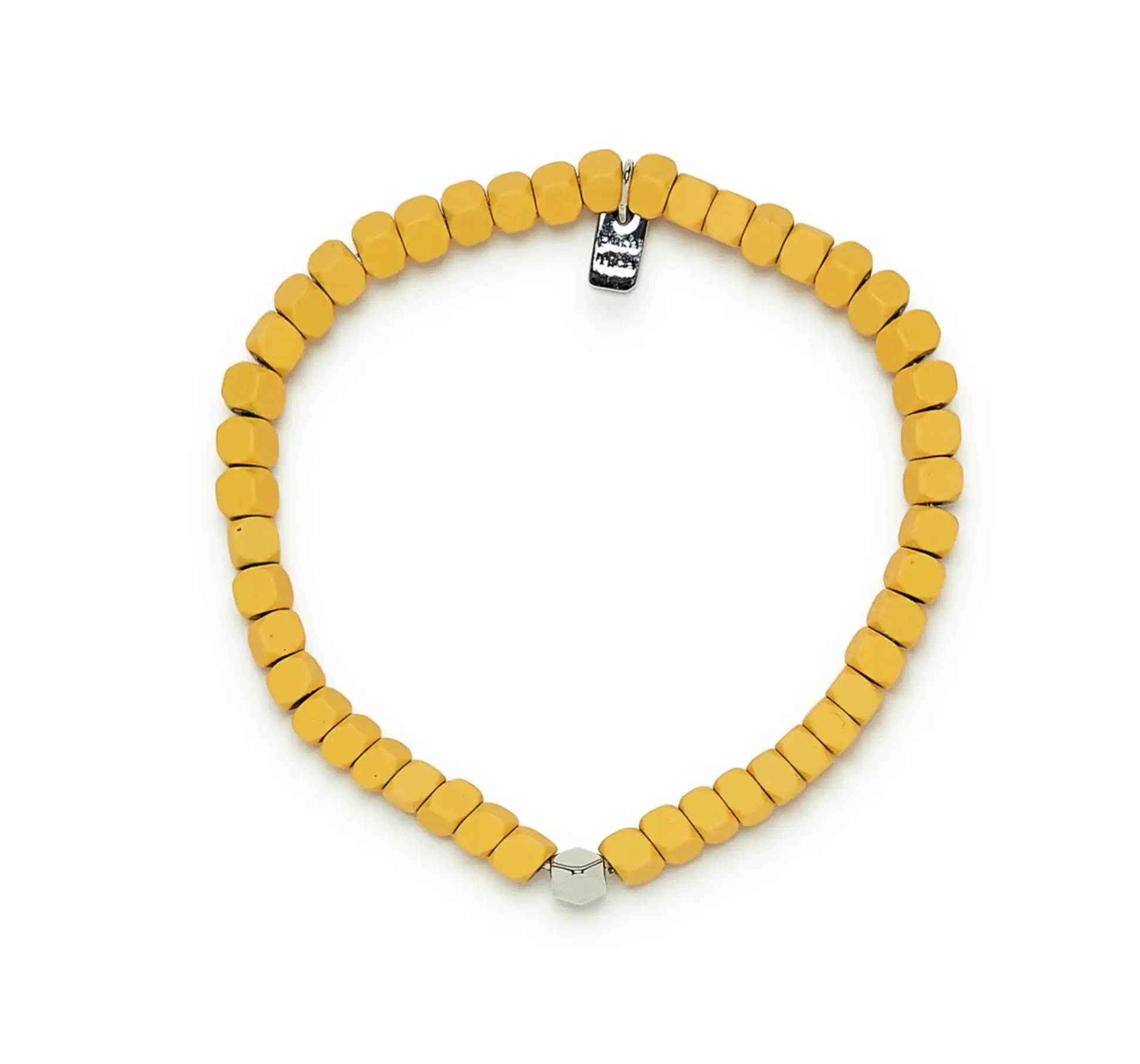PURA VIDA - Coated Hematite Stretch Bracelet - Yellow