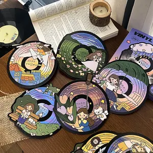 24-Piece Special Shape Blank Label Cards Postcards Greeting Card Custom Message Card Vinyl Record Lover Dream Series Creative DIY Gift Set