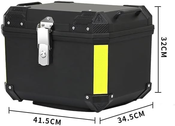 45L Global Motorcycle Top Case Tail Box with Lock – Waterproof, Dustproof PP Helmet Luggage Storage Box – Durable, Reflective, Secure – Powersports Rear Trunk Scooter , 45L Black