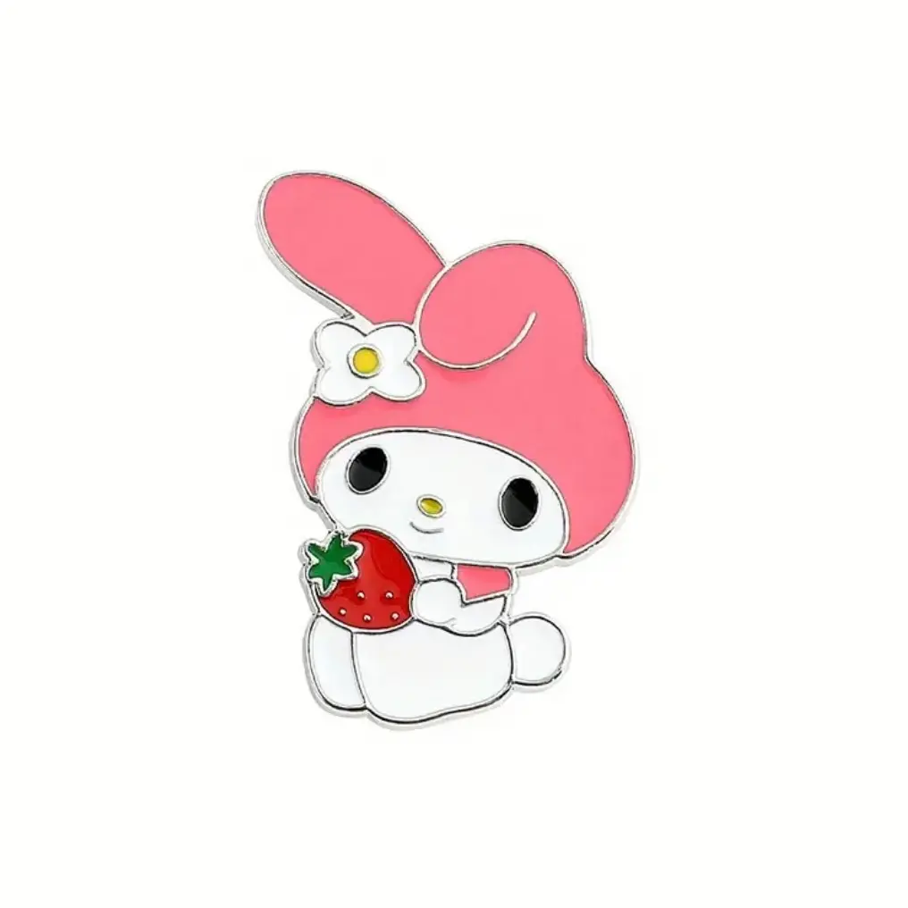 Cute pink hat bunny enamel pin