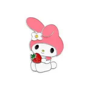 Cute pink hat bunny enamel pin
