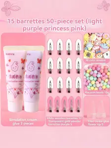 30/50 pieces - DIY handmade cream glue hairpin material set. DIY handmade hairpin, hairpin + cream glue + resin accessories. Creative hair accessory, fashionable hair accessory set. Create a unique hairpin of your own.