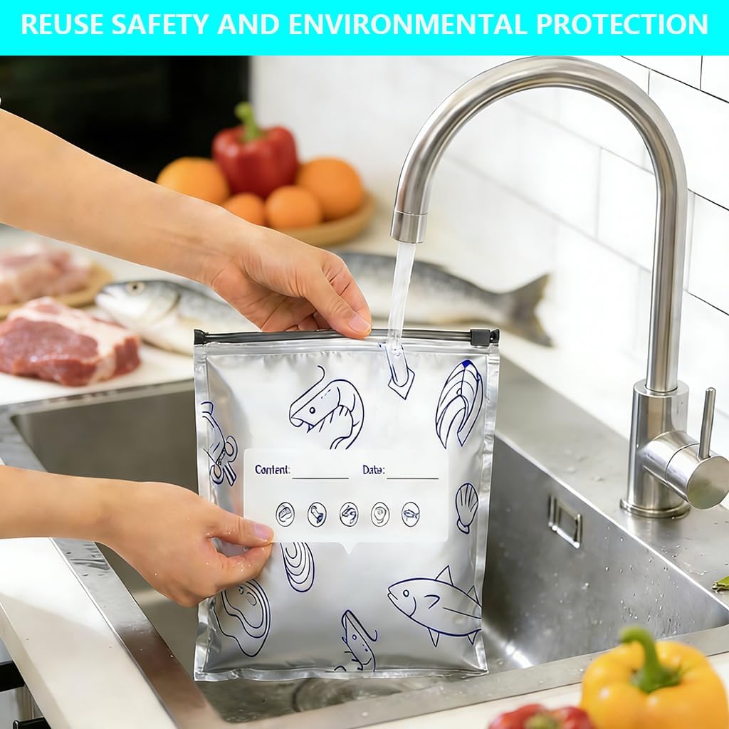 3 Sizes Aluminum Foil Storage Bags 30 Pack Aluminum Foil Freezer Bags Reusable Sealable Food Storage Zipper Bags Various Sizes for Prepared Foods