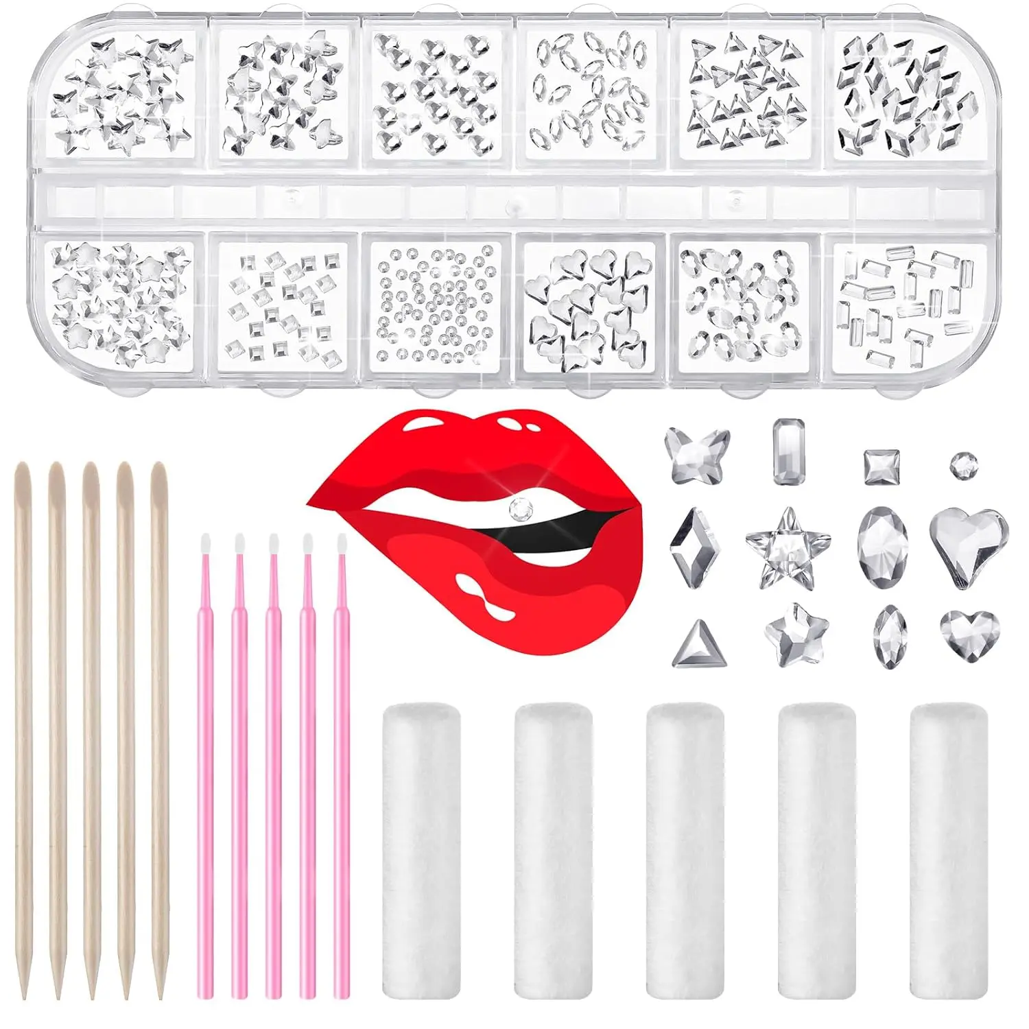 Landhoow 480 Pcs Tooth Gems Kit for Teeth DIY Crystals Jewelry Gems Kit Fashionable Crystal Ornaments Starter, not Contain Glue(Clear)